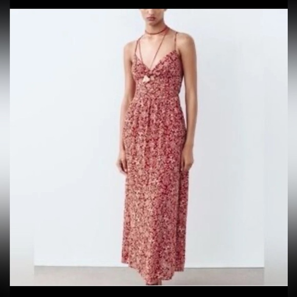 NWT Zara Cut Out Floral Printed Midi/Maxi Dress 
size XL - Picture 7 of 12